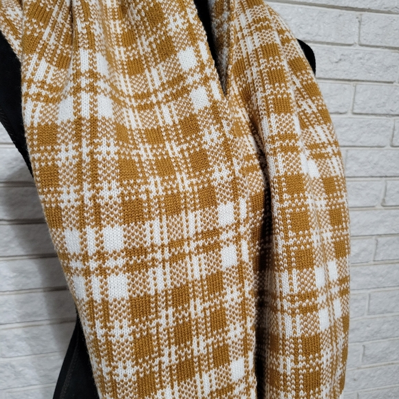 Timberland scarf wheat plaid check fall winter unisex 10" x 68 " EUC - Picture 10 of 12